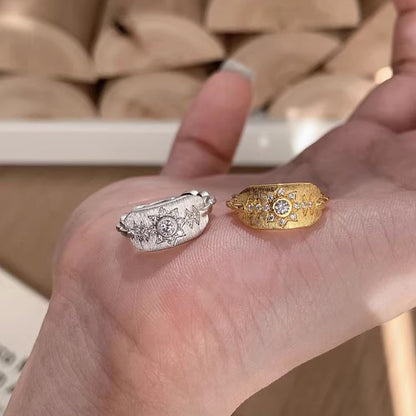 Women's Can Shield Handmade Brushed French Retro Apollo Rings