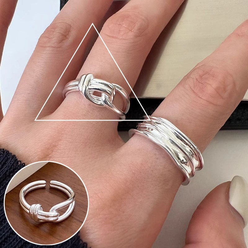 Line Cross Cord For Braiding Female Simple Irregular Wide Rings