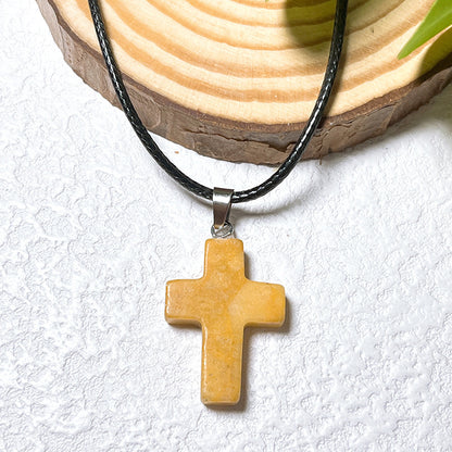 Crystal Cross Fashion Ornament Accessories Leather Rope Pendants