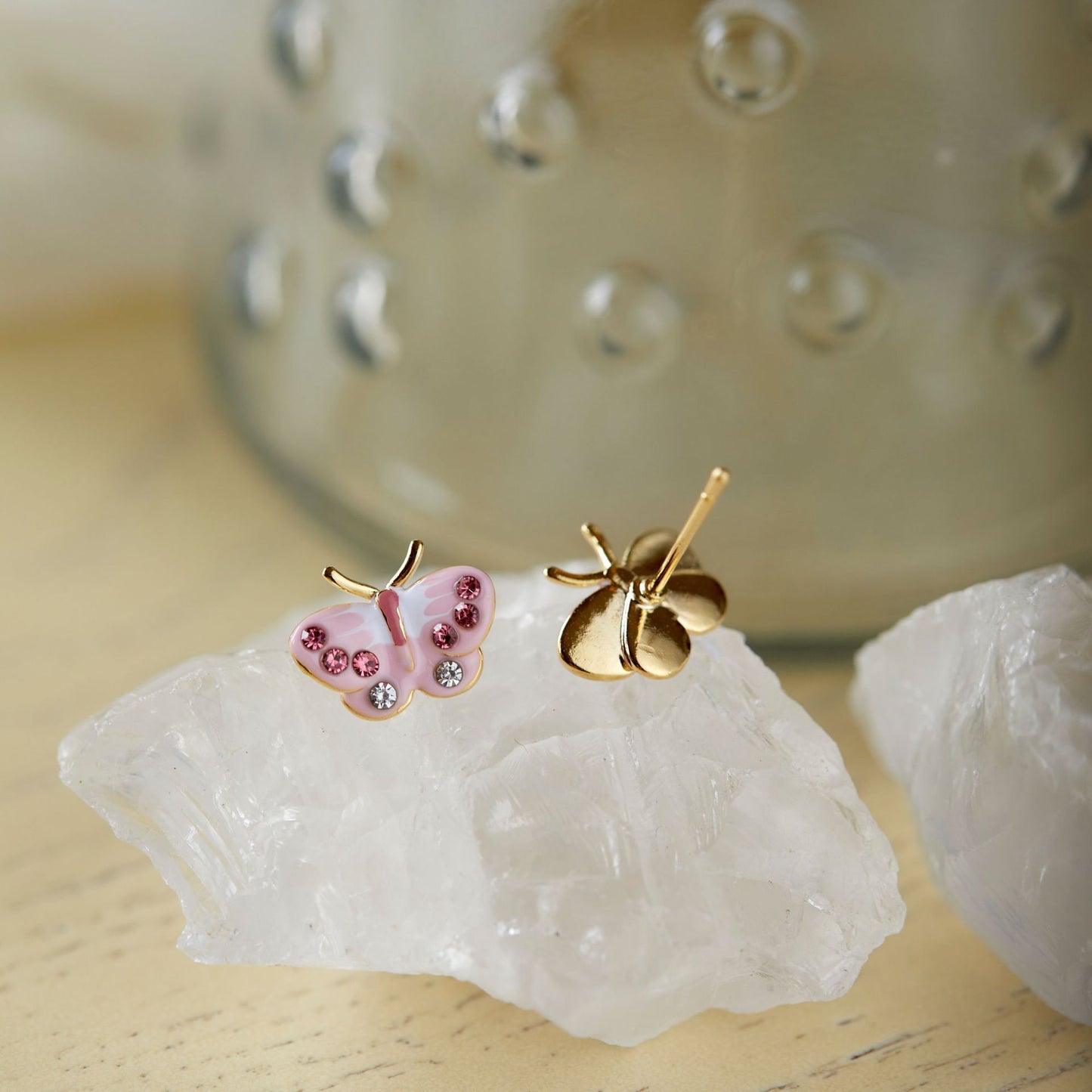 Summer Sweet Pink Small Butterfly Female Earrings