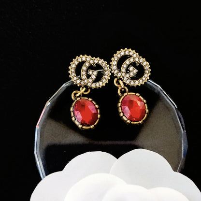 Women's & Men's Quality Collection Trending Rhinestone Letters Sier Earrings