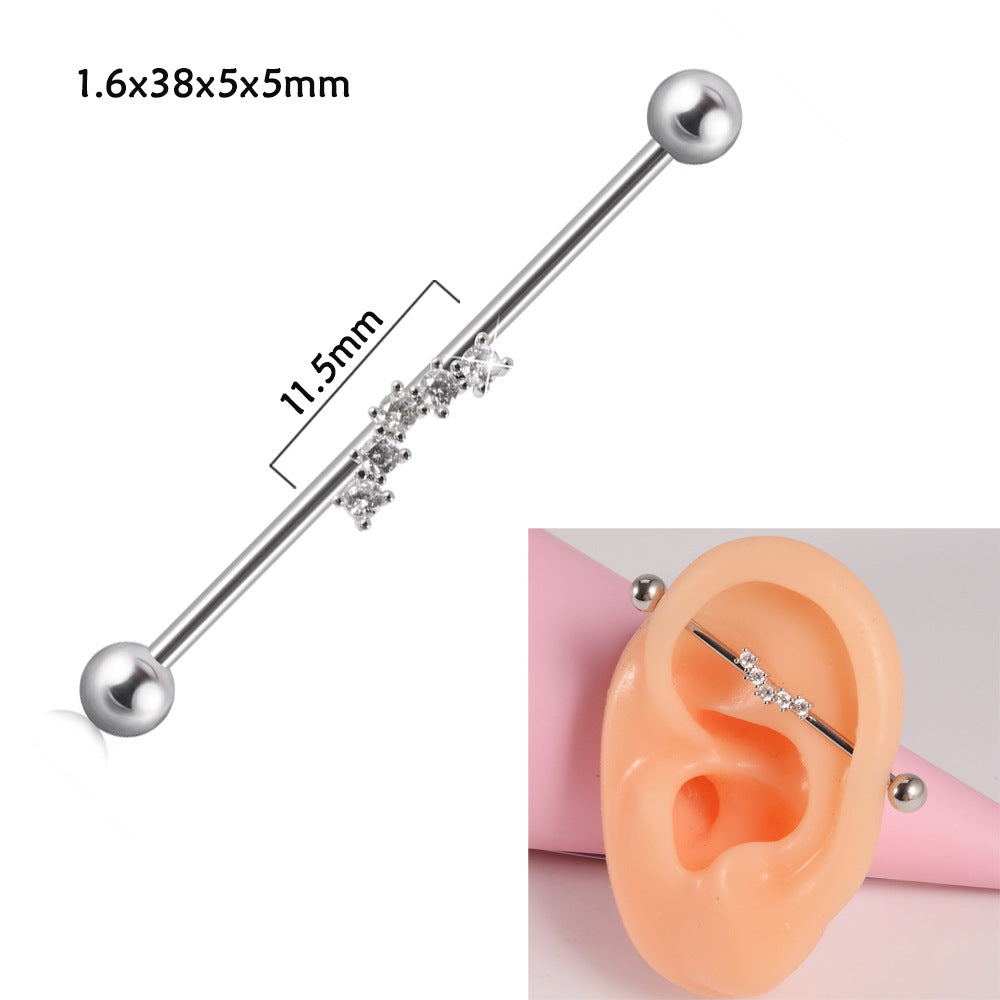 Steel Straight Bar Barbell Simulated Snakes Flower Wings Piercing Rings