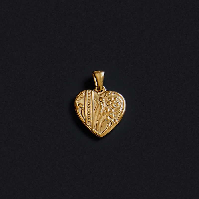 Heart Angel Retro Parts Titanium Steel Pendants