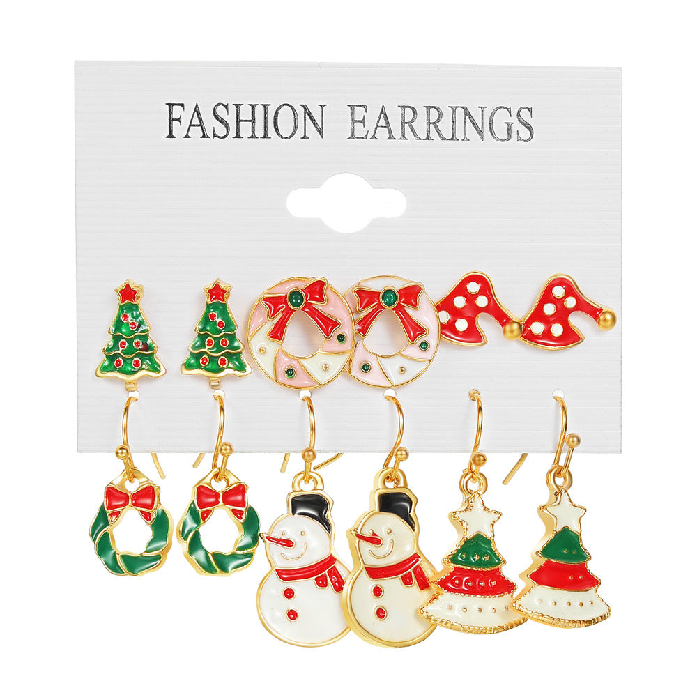 Dripping Oil Christmas Suit Female Bell Earrings