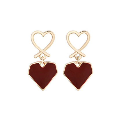 Classic Style Love Heart Ear High Sense Summer Sweet Earrings