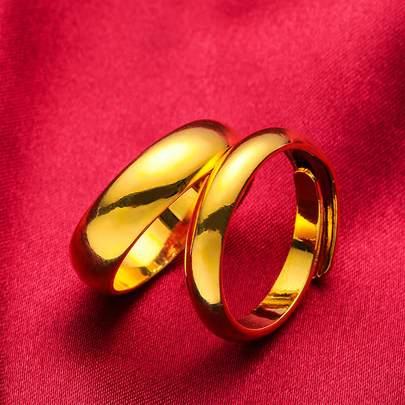 Twill Glossy Couple Vietnam Placer Gold Rings