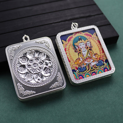 Gold Vajra Hand Painted Golden Outline Eight Patron Saints Pendants