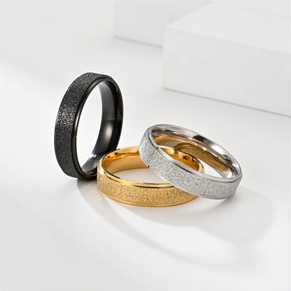 Step Stainless Steel Frosted Female Korean Fashion Couple Rings