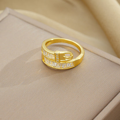 Creative Fashion Cool Personality Buckle Female Light Luxury Rings
