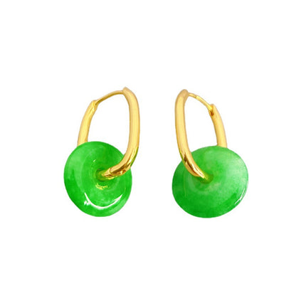 With Emerald Jade Female Brass Plating Earrings