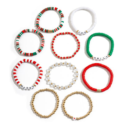 Ornament Christmas Snowflake Polymer Clay Cute Style Bracelets