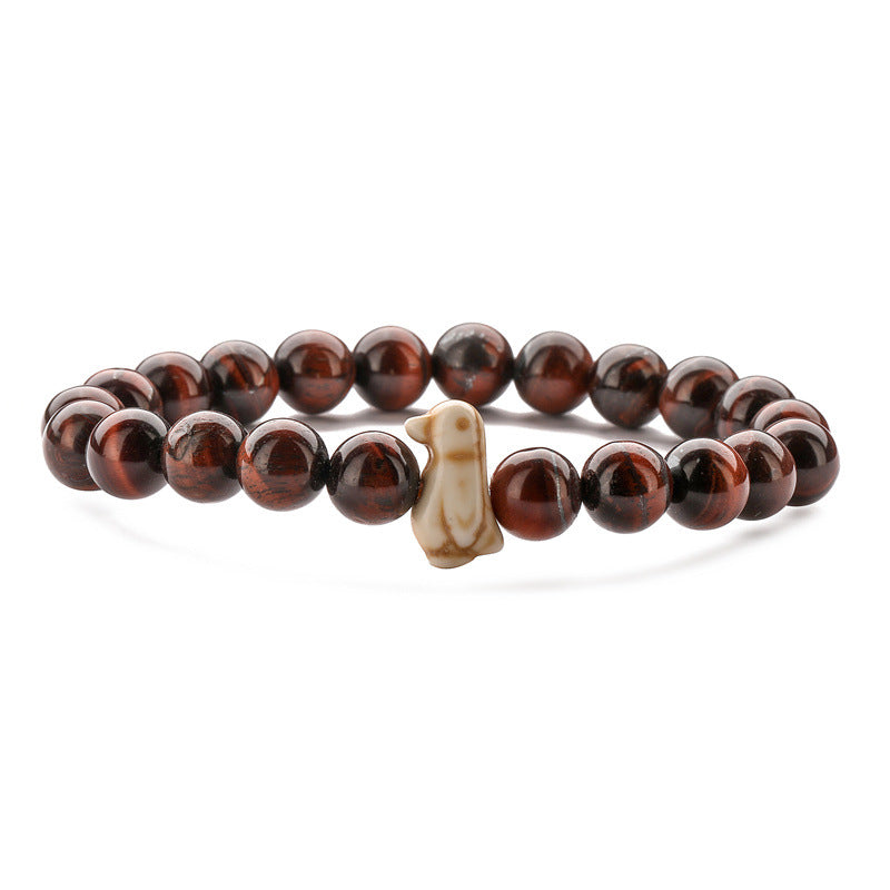 Animal Tiger Eye Elastic Weathered Granite Agate Bracelets