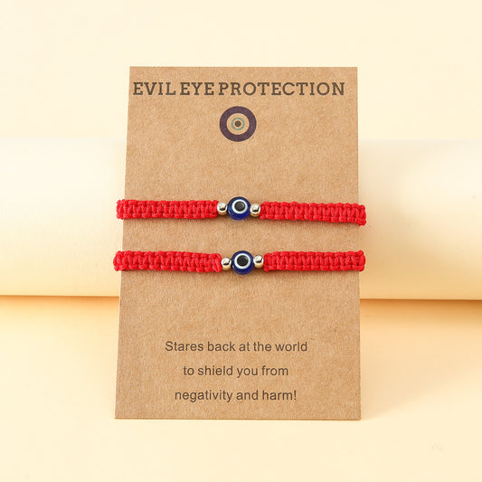 Personality Turkey Blue Devil Eye Flat Knot Braided Red Bracelets