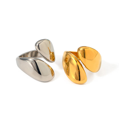 Gold Stainless Steel Glossy Asymmetric Open Rings