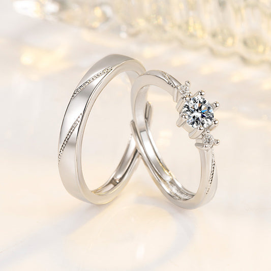 Women's & Men's First Sight Couple Imitation Moissanite Proposal Rings