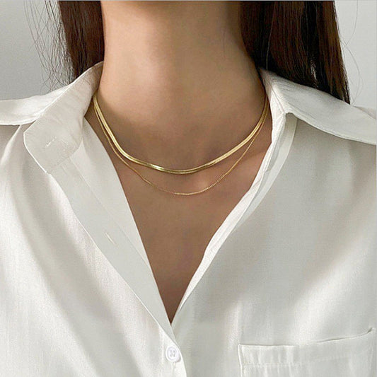 Style Fashion Snake Bone Short Female Personality Twin Choker Necklaces