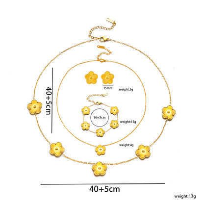 Elegant Five-leaf Flower Jewelry Suit Clover Laser Titanium Necklaces