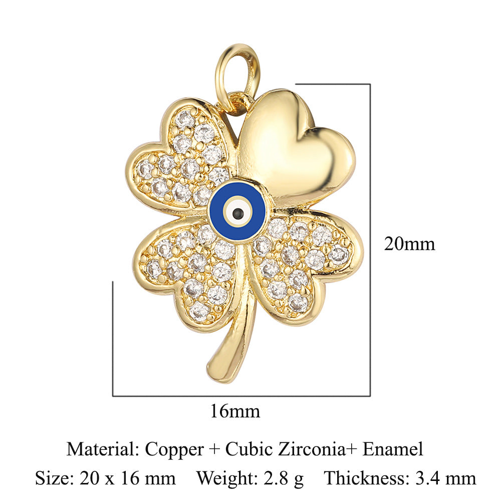 Four-leaf Clover Color Zirconium Copper Micro Inlaid Zircon Pendants