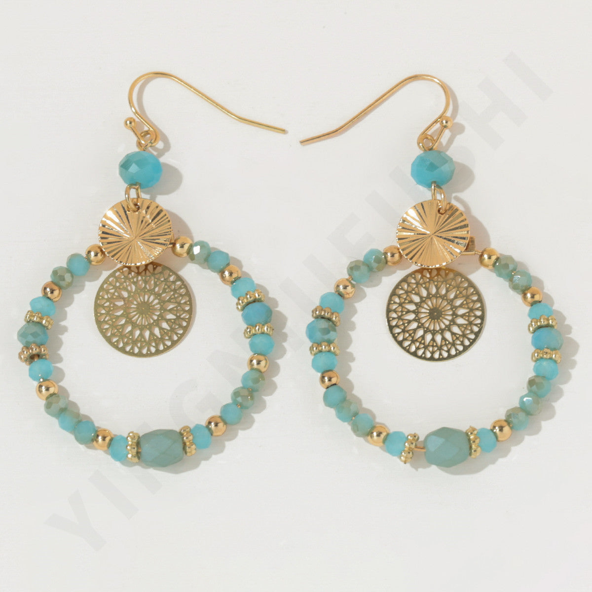 Mixed Color Round Card Hollow Fashion Earrings