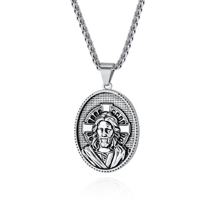 Round Plate Holy Father Son Jesus Pendants