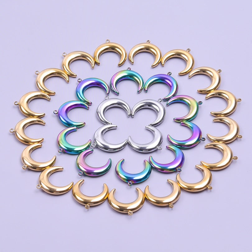 Sier Golden Crescent Titanium Steel Colorful Pendants