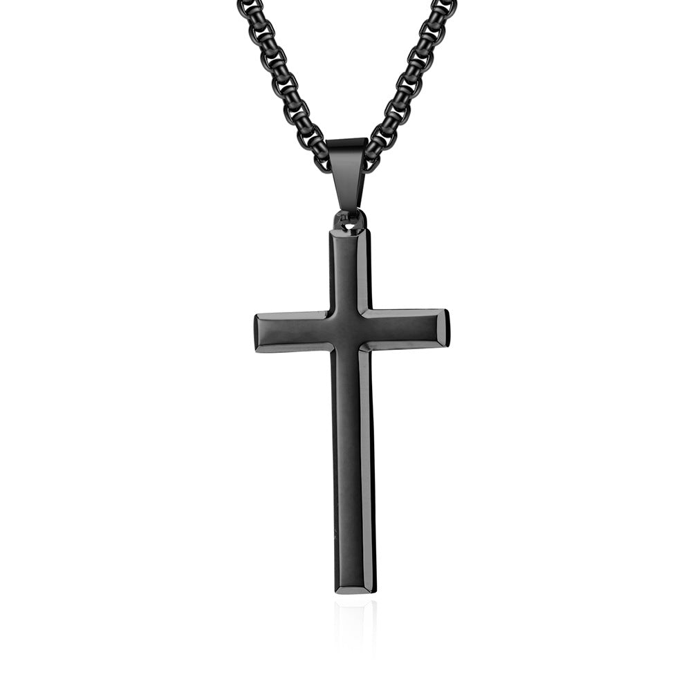 Women's & Men's Beveled Stainless Steel Cross Unisex Style Necklaces