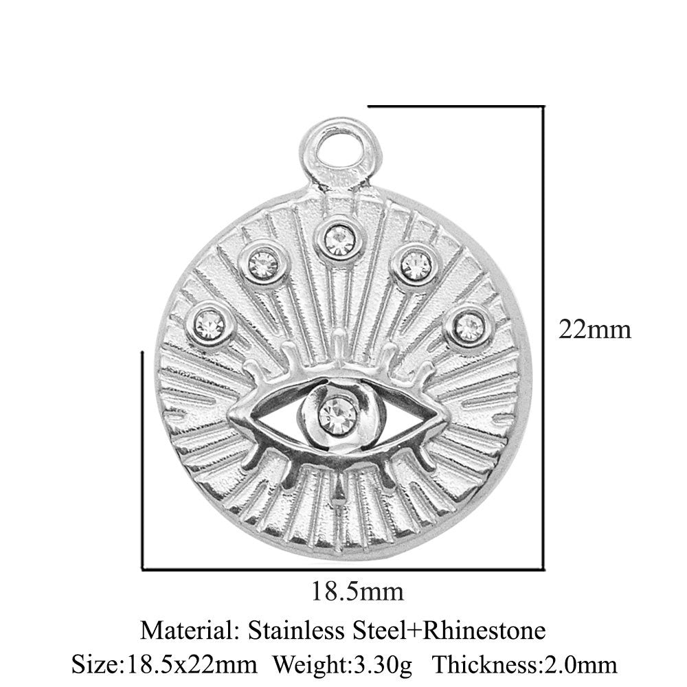 Stainless Steel Geometric Round Sun Eyes Pendants