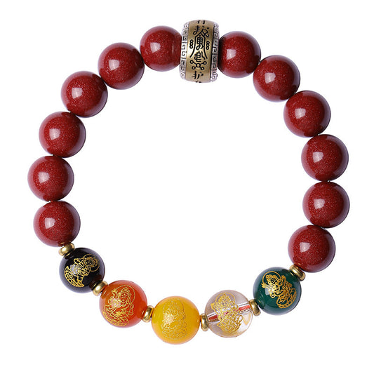 Women's & Men's Five Gods Of Wealth Cinnabar Purple Bracelets