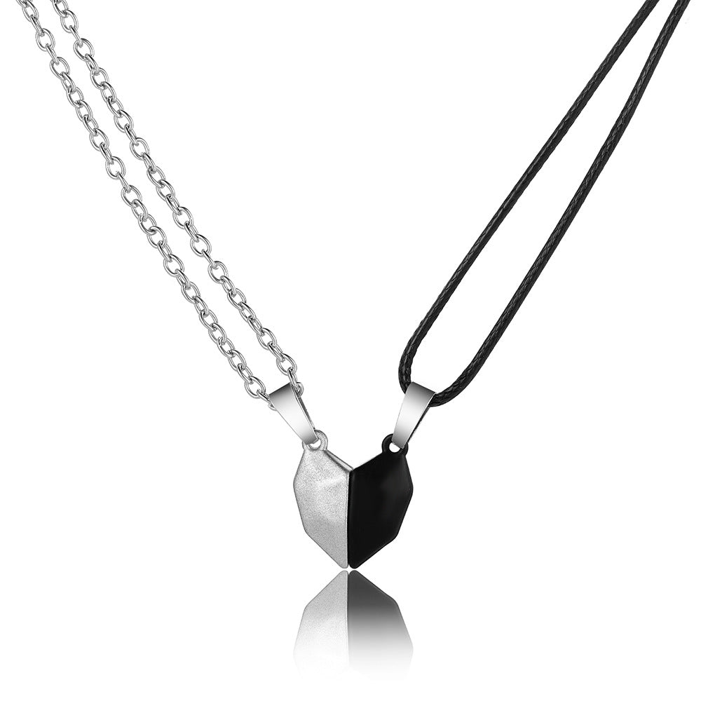 Suction Love Creative Black White Stone Necklaces