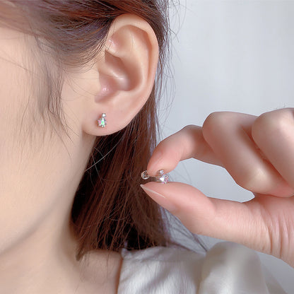 Women's Super Flash Gradient Color Zircon Pentagram Earrings