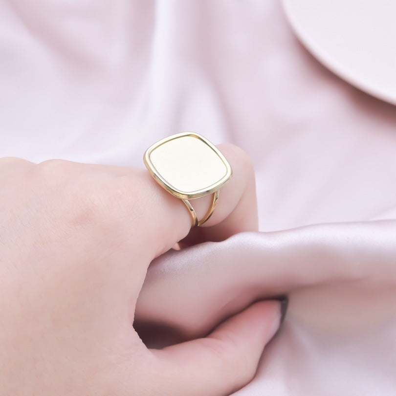 Square Hollow Opening Temperamental Cold Style Rings