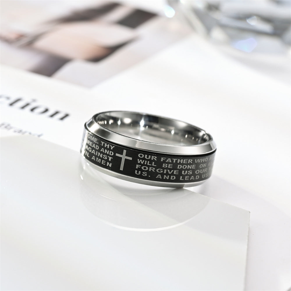 Men's Titanium Steel No Fading Rotatable Laser Rings