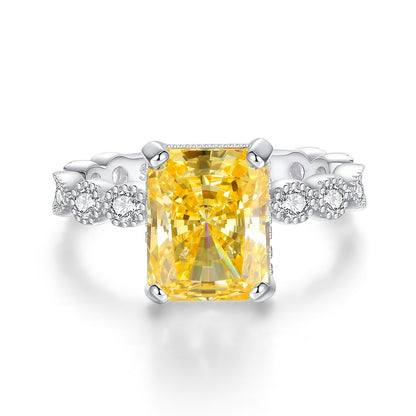 Sterling Sier Yellow Diamond Female Ice Rings