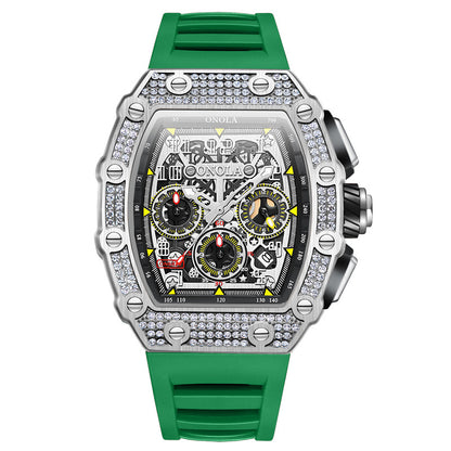 Men's Diamond Stylish Versatile Watch Tape Fast Mechanical Watches