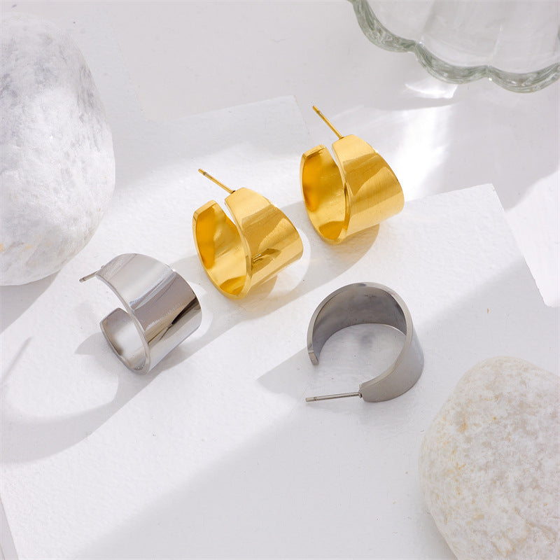 Style Exquisite Glossy Shaped Wide Surface High-grade Earrings