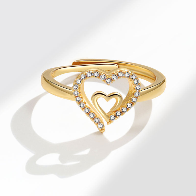 Women's Heart Shape With Diamond Heart-to-heart Wedding Rings