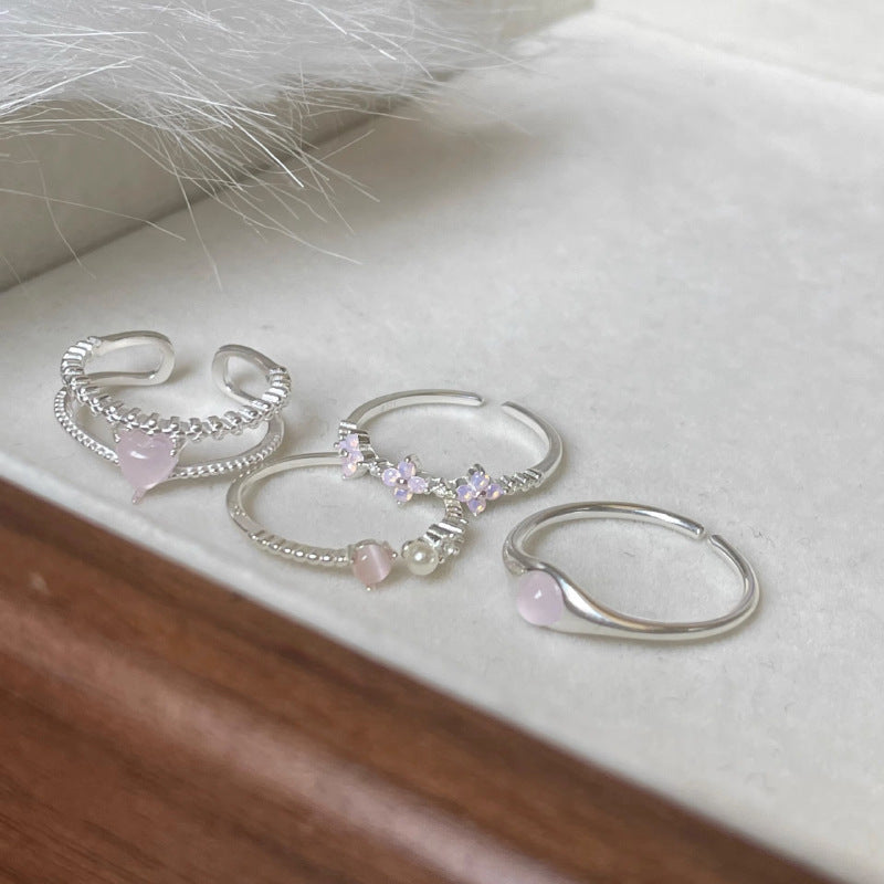Female Twin Graceful Sier Opening Index Rings