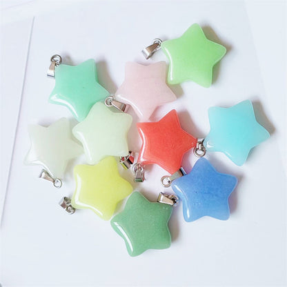 Natural Crystal Pentagram Star Moon Ornament Pendants