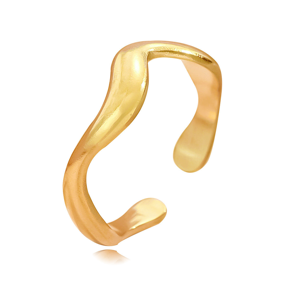 Irregular Curved Wave Female Open Stainless Rings