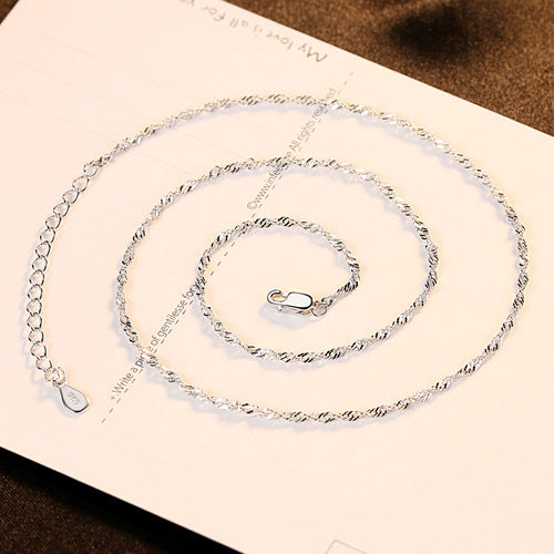 Sier Water Wave Chain Electroplated Rh Platinum Real Necklaces