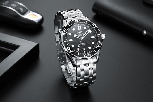 Men's Luminous Steel Strap Gold Watch Mechanical Watches