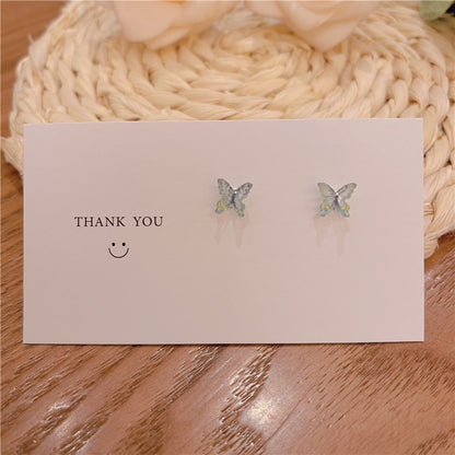 Sterling Sier Needle Three-dimensional Butterfly Suit Combination Simple Earrings