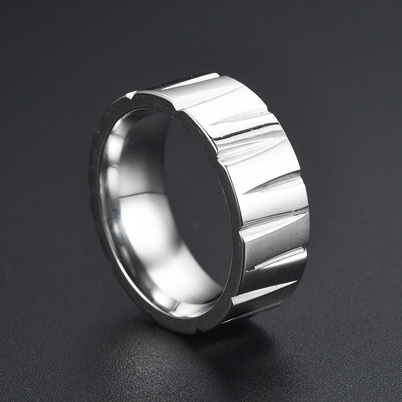 Women's & Men's Creative Batch Flower Horizontal Sand Stainless Steel Rings