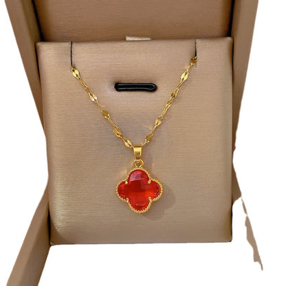 Clover Jade Female Summer Light Luxury Temperament Necklaces