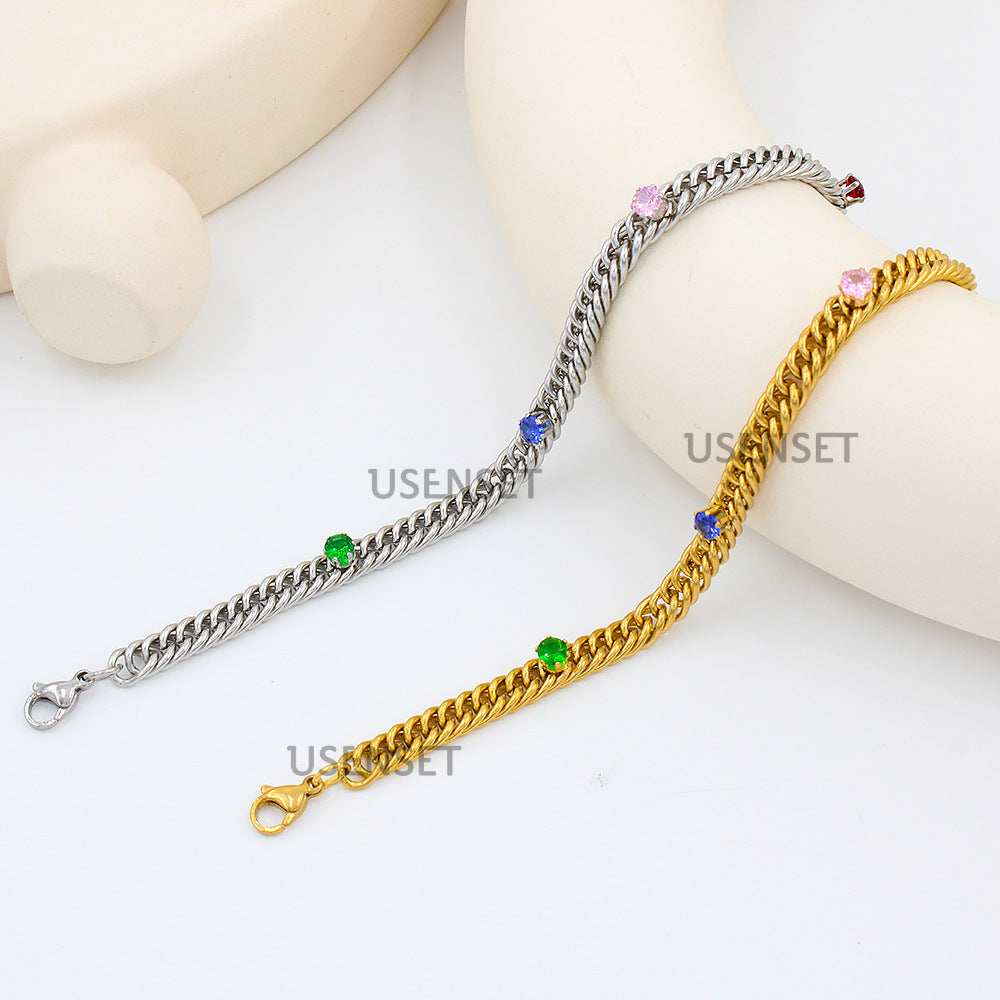 Women's Exaggerated Metal Color Zirconium Special Interest Light Necklaces