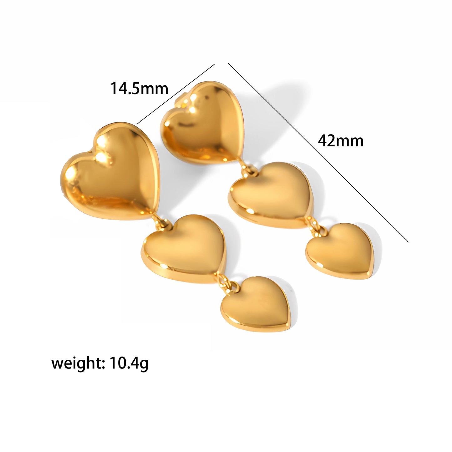 Plated Heart-shaped Minimalist Design Graceful Fashionable Earrings