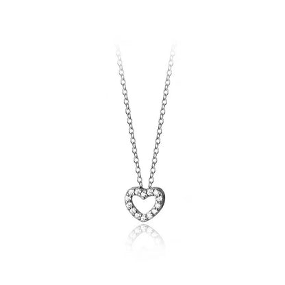 Sier Peach Heart Gold-plated Full Diamond Heart-shaped High-grade Light Necklaces