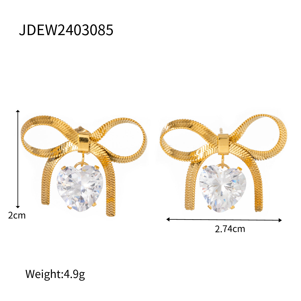 Unique Gold-plated Stainless Steel Bow Pearl Earrings