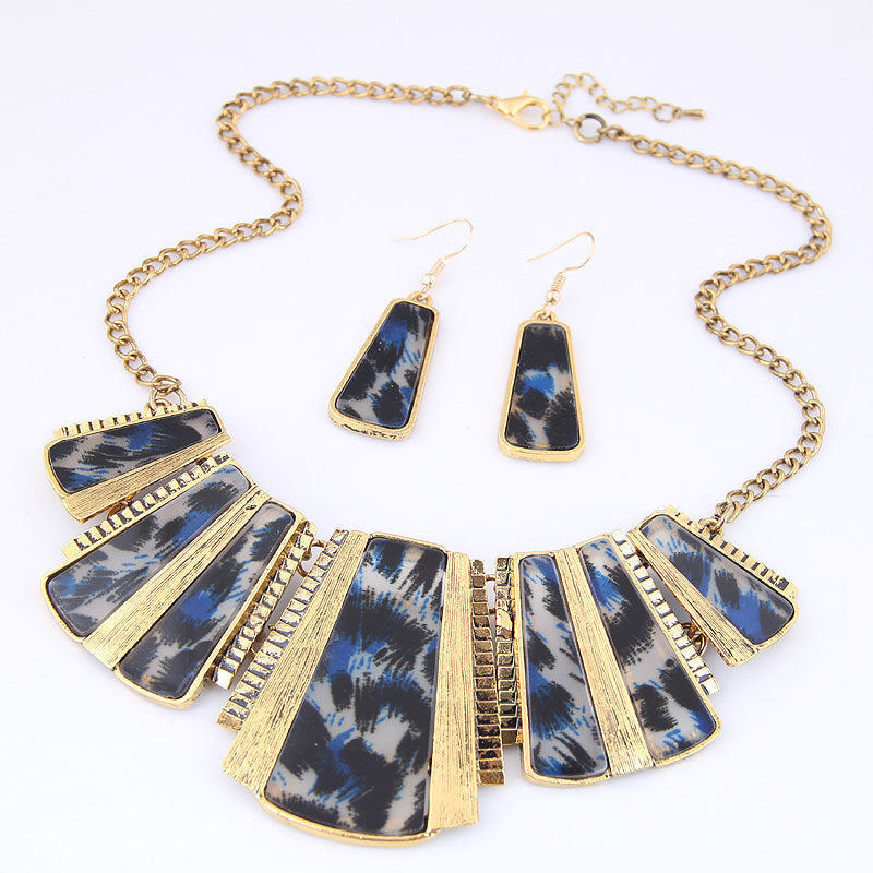 Fashion Vintage Leopard Print Sweater Chain Set Necklaces