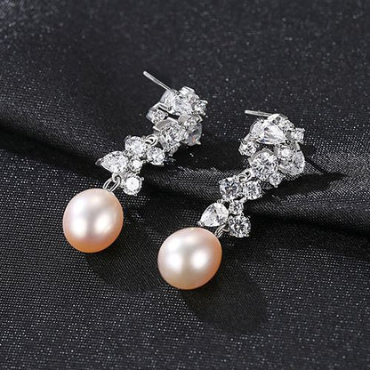 Women's Freshwater Pearl Sterling Sier Long Creative Ear Earrings